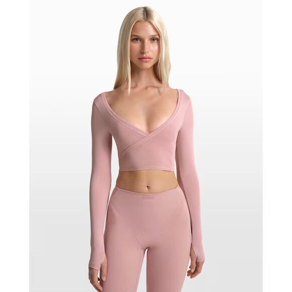 NikeSKIMS Stretch Knit Long-Sleeve Wrap Top | (M) | Himalayan Pink | NWT | - Picture 4 of 8